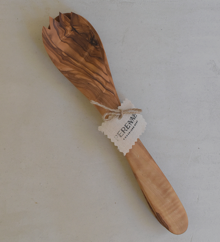 Set cubiertos ensalada madera de olivo